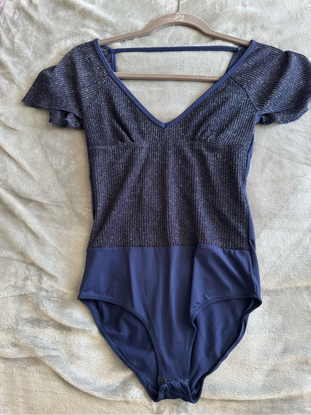 aerie Navy Sparkle Flutter Sleeve Bodysuit